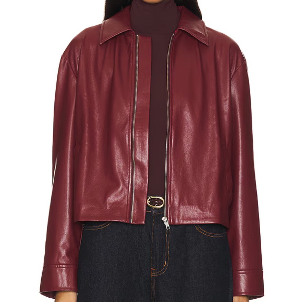 House of Harlow 1960 x REVOLVE Rapha Faux Leather Jacket in Burgundy